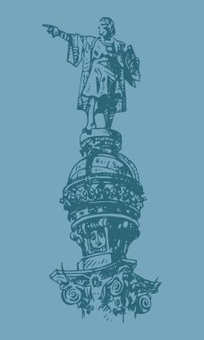 Central Promenade Barcelona, Catalonia, İspanya Christopher Columbus anıt.