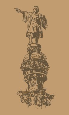 Central Promenade Barcelona, Catalonia, İspanya Christopher Columbus anıt.