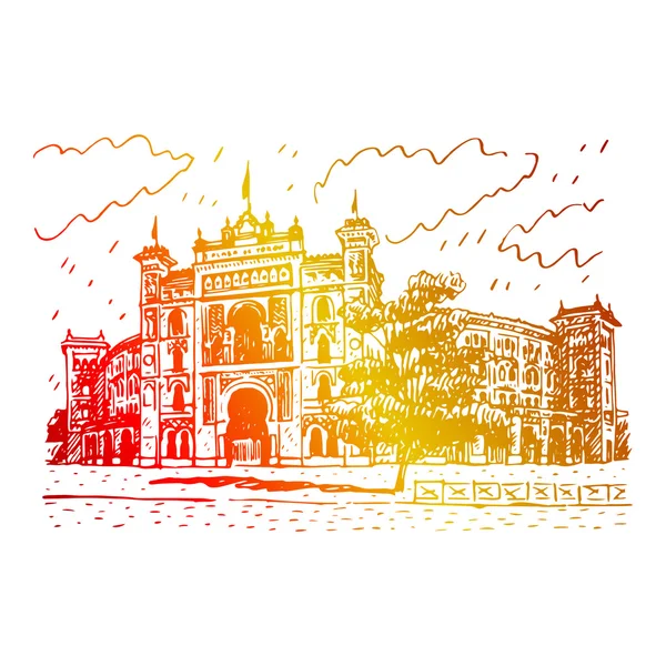 Plaza de toros de Las Ventas en Madrid, España . — Vector de stock