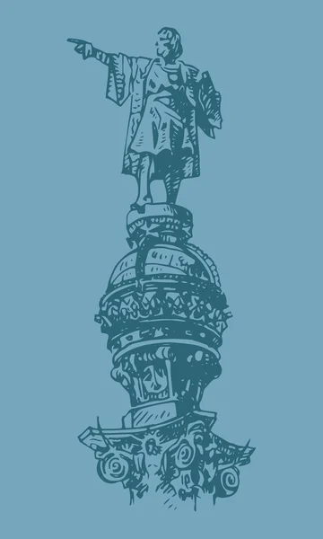 Christopher Columbus monument on the central promenade of Barcelona, Catalonia, Spain. — Stock Vector