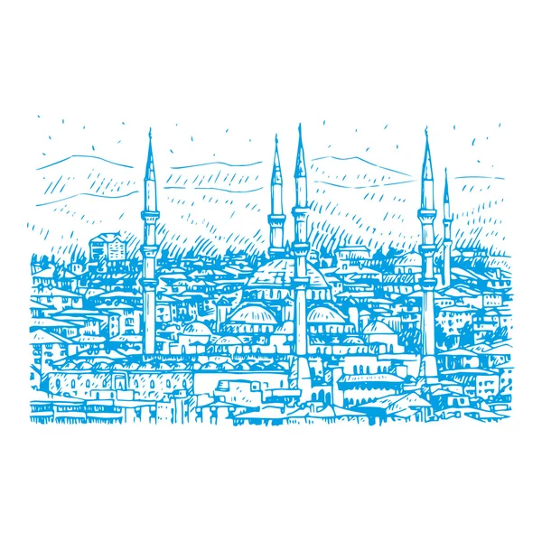 The Kocatepe Mosque, Ankara,Turkey. — Stock Vector