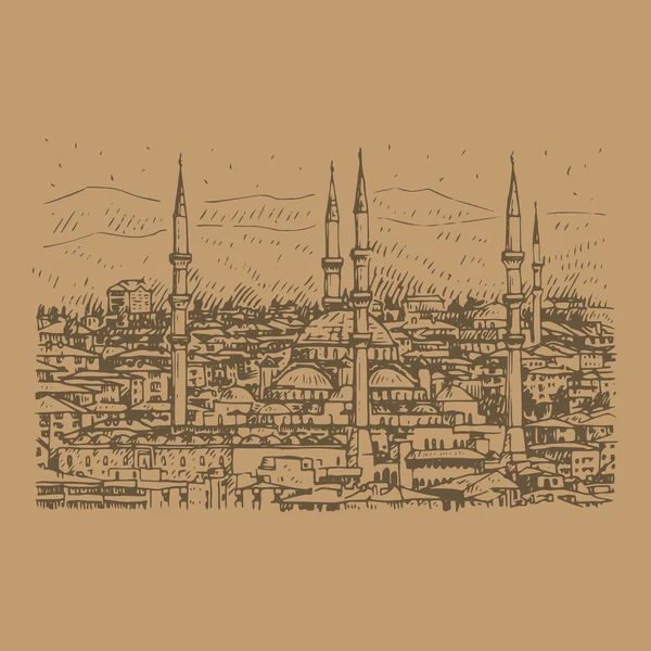 Mosquée Kocatepe, Ankara, Turquie . — Image vectorielle