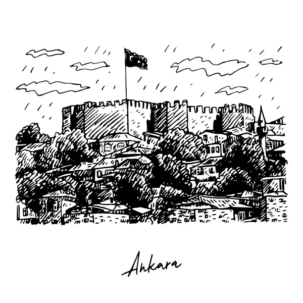 Château d'Ankara, capitale turque d'Ankara. — Image vectorielle