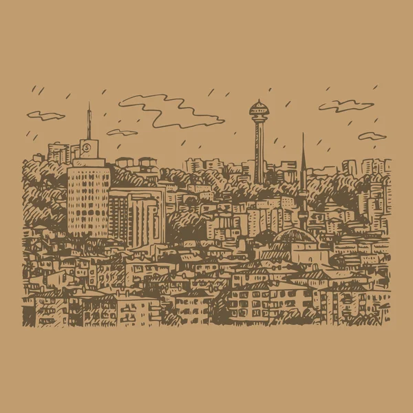 Vista de Ankara, capital de Turquía . — Vector de stock