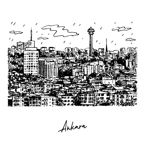 Vue d'Ankara, capitale de la Turquie . — Image vectorielle