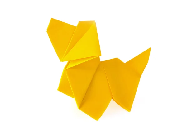 Žlutý pes origami — Stock fotografie