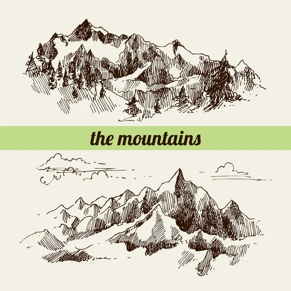 Montanhas estilo gravura — Vetor de Stock