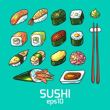 Sushi elle çizilmiş