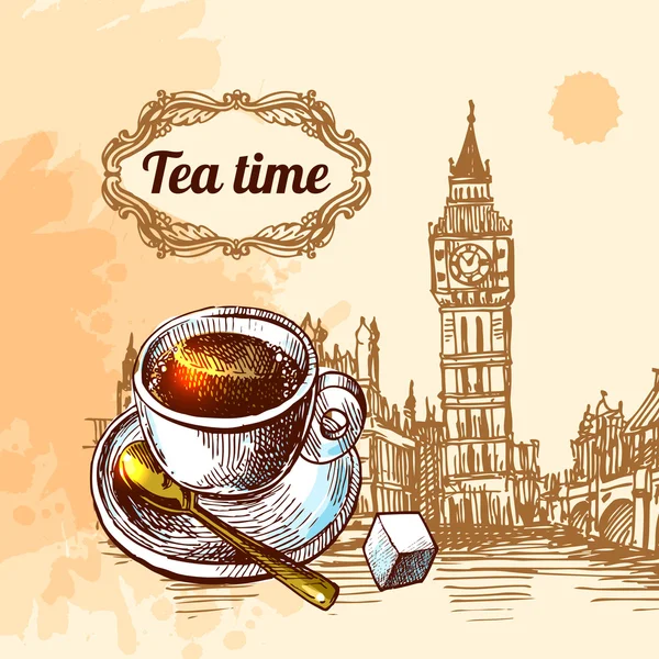 Tea time illustration — Stock Vector