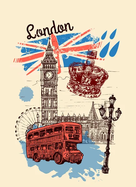 London Skizze Illustration — Stockvektor