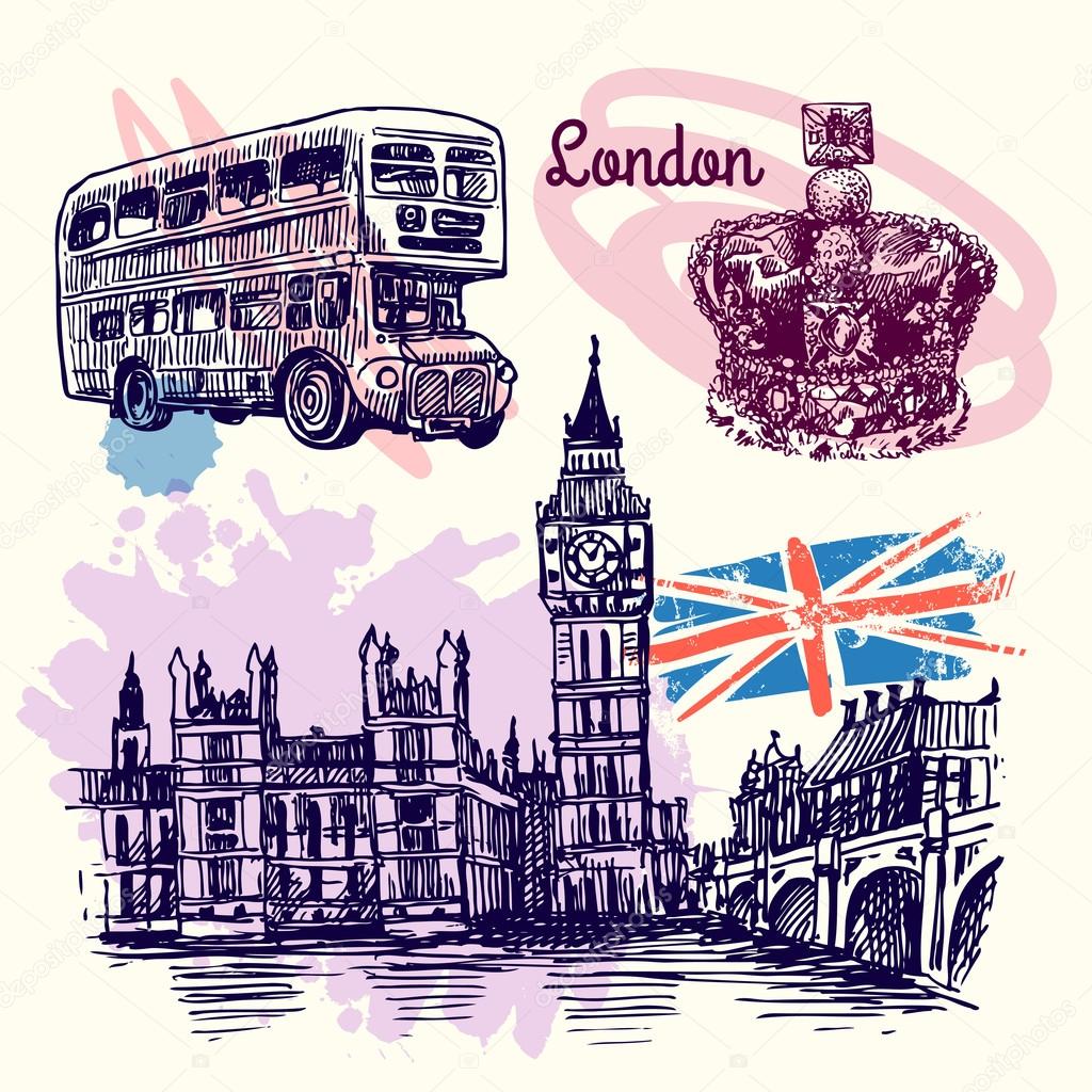 Estilo de boceto de Londres Imagen Vectorial de © Margarita_87
