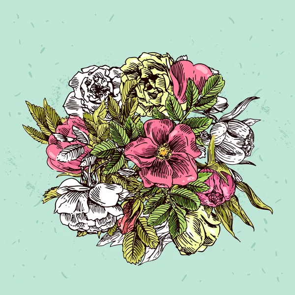 Flores dibujadas a mano — Vector de stock