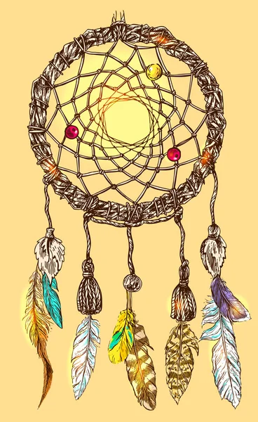 Hand getekende illustratie dreamcatcher — Stockvector