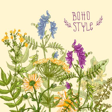 boho style flower clipart