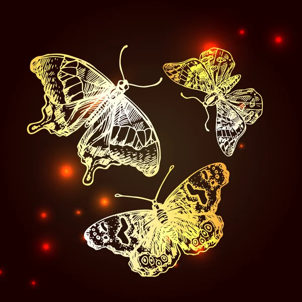 Skissa av fjärilar — Stock vektor