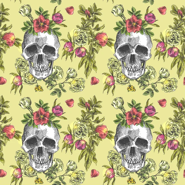 kafatası ve çiçekler