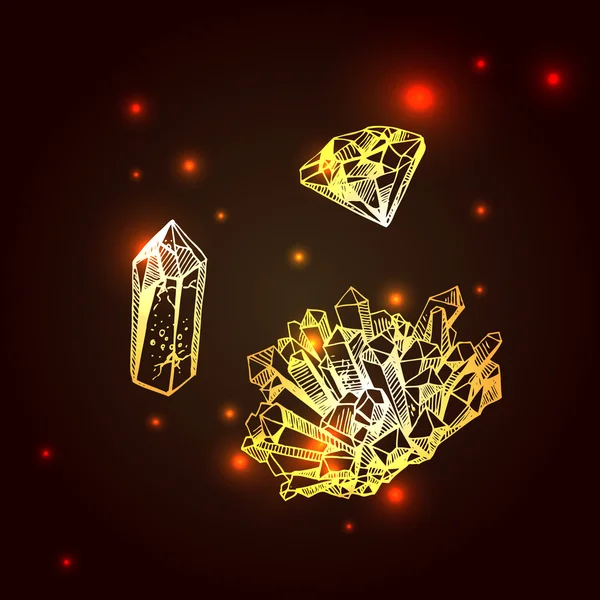 Skiss av kristaller — Stock vektor
