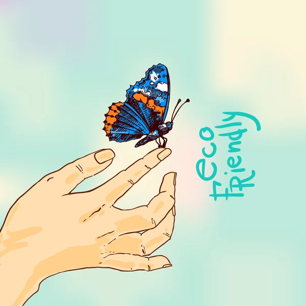 Croquis papillon respectueux de l'environnement — Image vectorielle