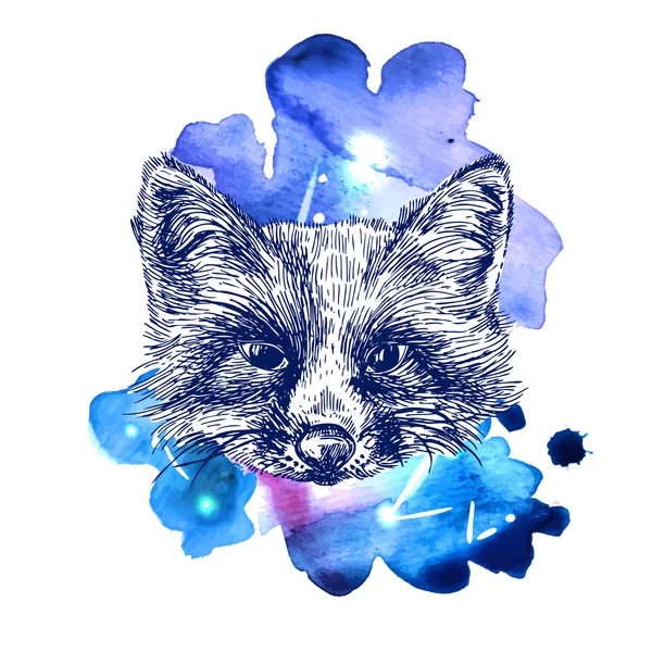 Animal sur l'espace aquarelle — Image vectorielle