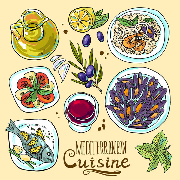 set of mediterranean food
