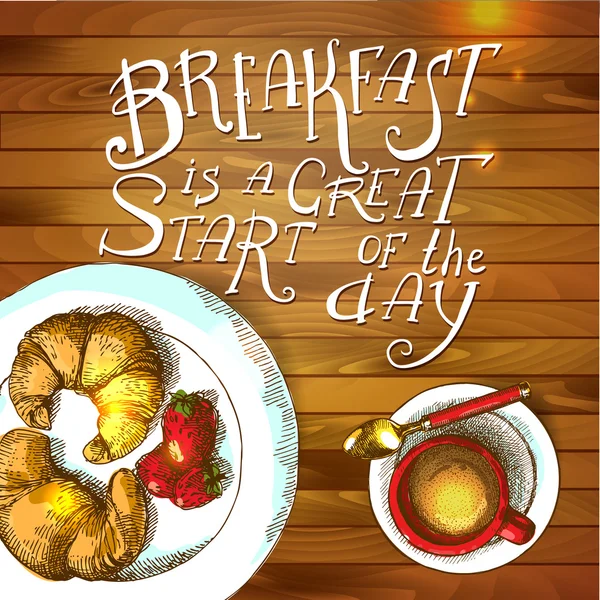 Cartel del desayuno. Ilustración vectorial . — Vector de stock