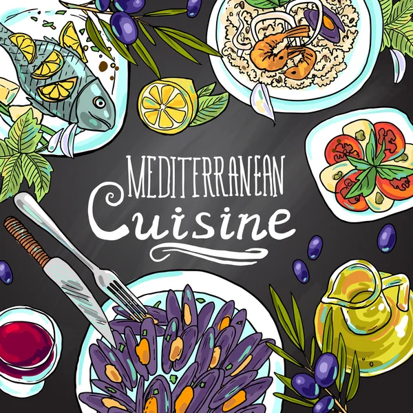 Cocina mediterránea — Vector de stock