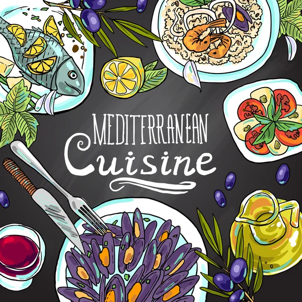 Mediterrane Küche — Stockvektor