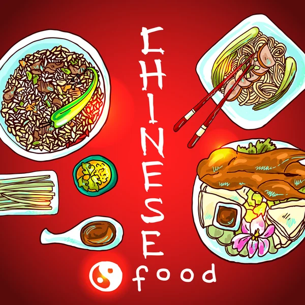 Comida china — Vector de stock