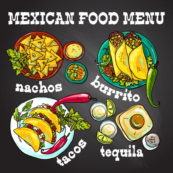 Illustrazione cibo messicano — Vettoriale Stock