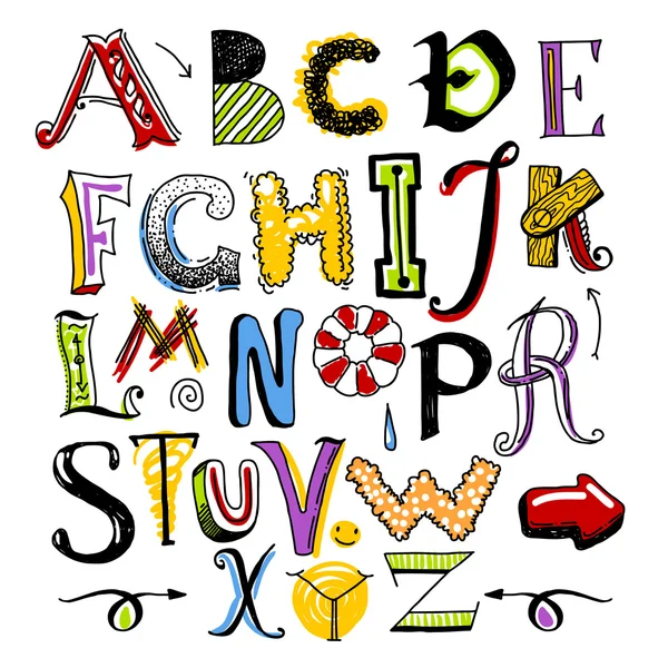 Doodle color alphabet — Stock Vector