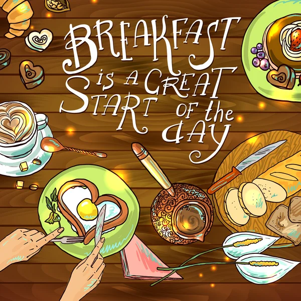 Vacker illustration frukost — Stock vektor