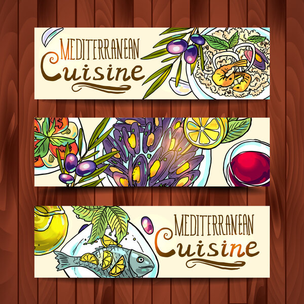 banners with mediterranean food