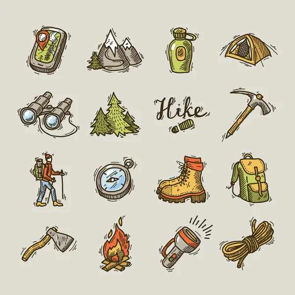 Hike icons — Stock Vector