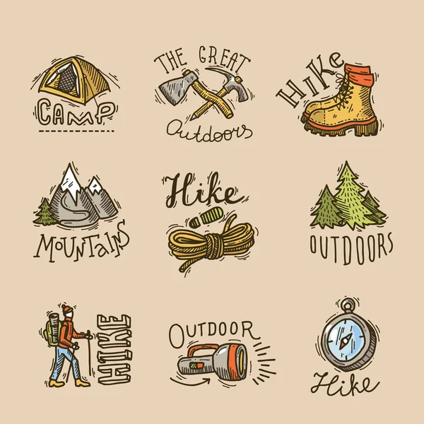 Hike emblems — Stock Vector