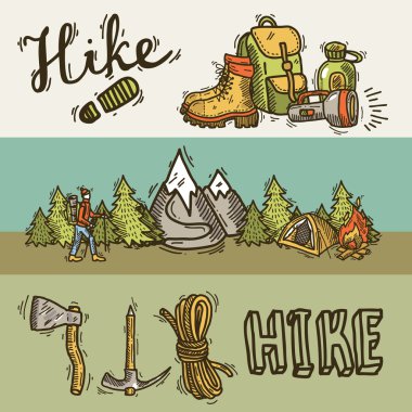 Hiking baners clipart
