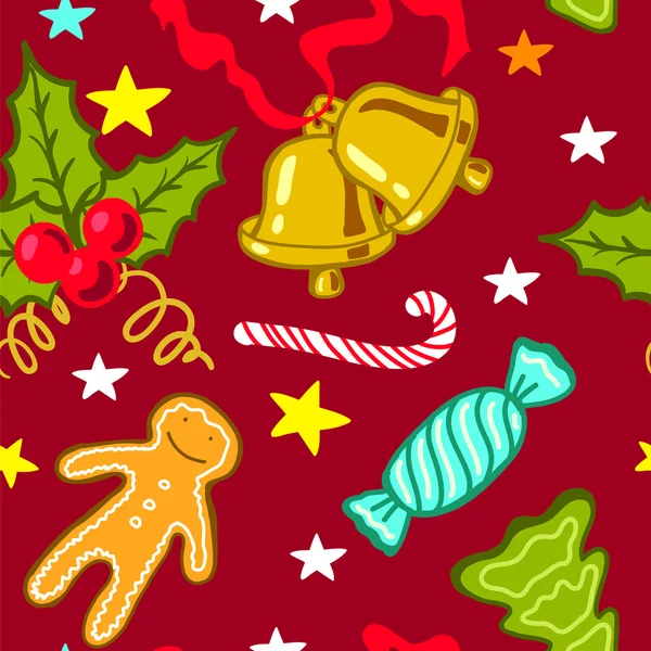 Caricature de Noël motif sans couture — Image vectorielle