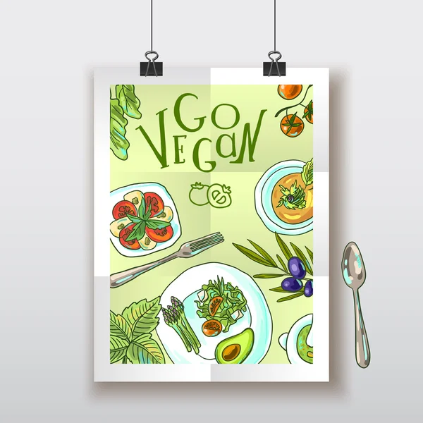 Comida vegetariana ilustración — Vector de stock