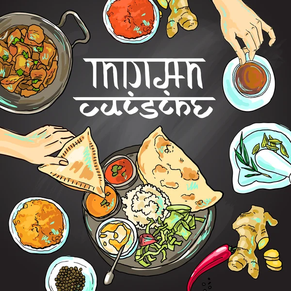 印度食品 — 图库矢量图片
