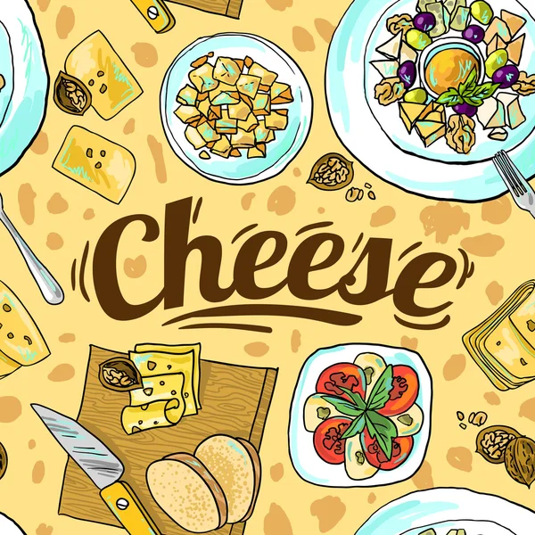 チーズのシームレスなパターン — ストックベクタ