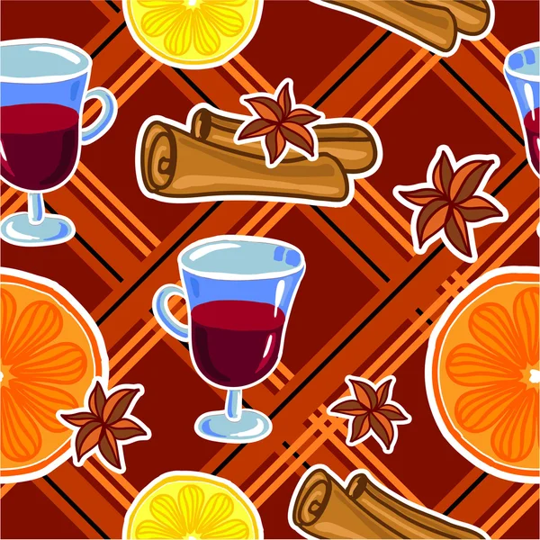 Mulled wine seamless pattern — Stock Vector