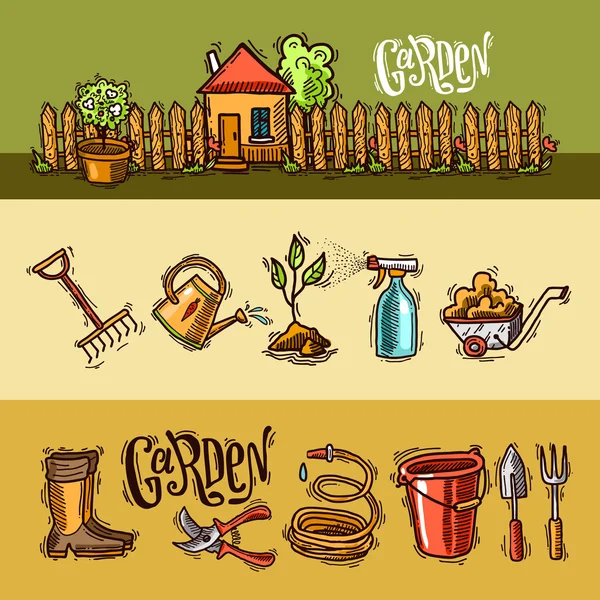Doodle ikony zahrada — Stockový vektor