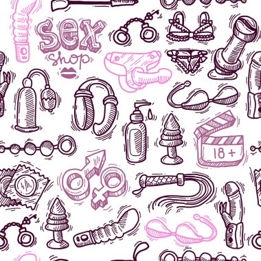 pattern with sex shop devices clipart