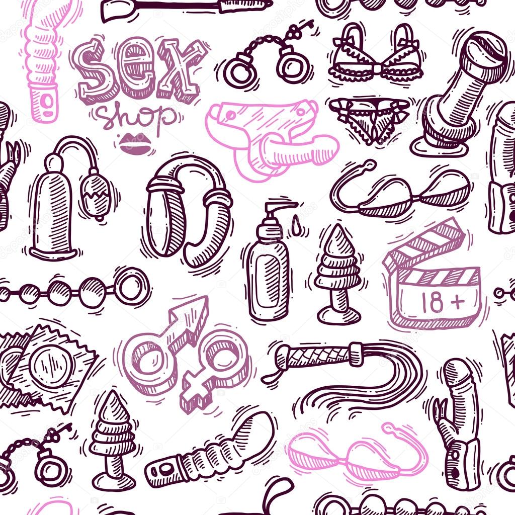 pattern with sex shop devices