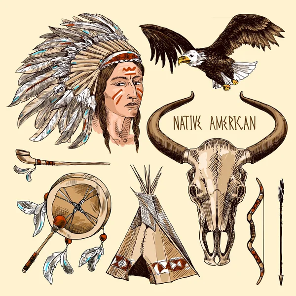 Nativi americani — Vettoriale Stock