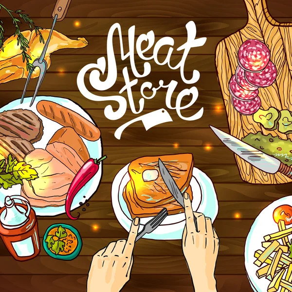 Kött butik — Stock vektor
