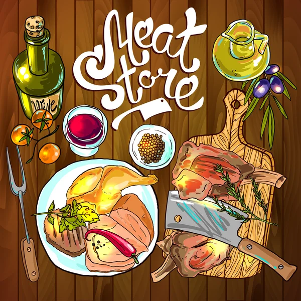 Tienda de carne — Vector de stock