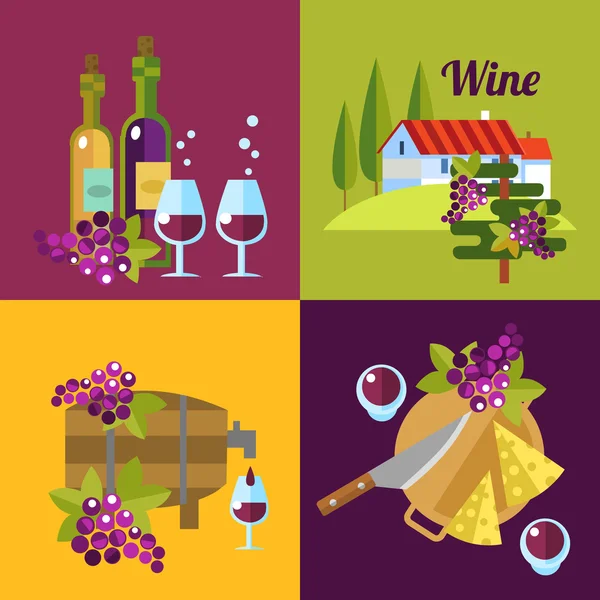 Illustrations about red and white wine. — Stock Vector