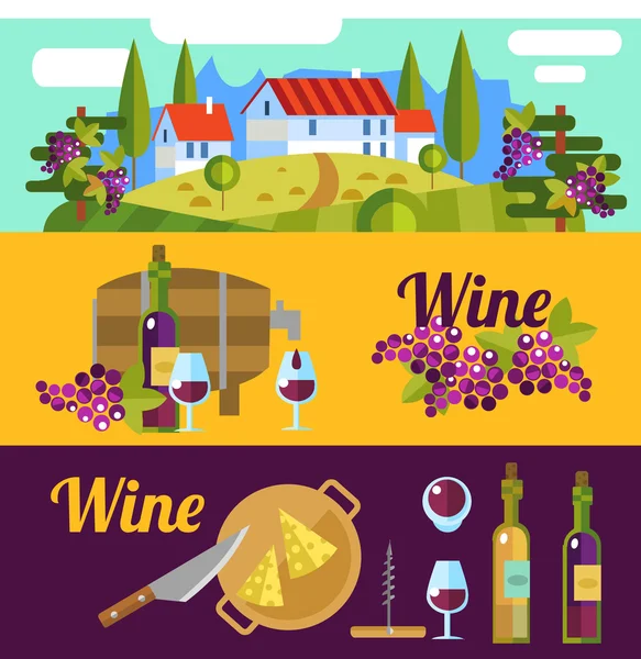 Toscana y elementos vinícolas . — Vector de stock