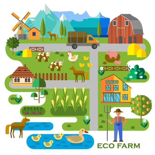 Eco farm — Stock Vector