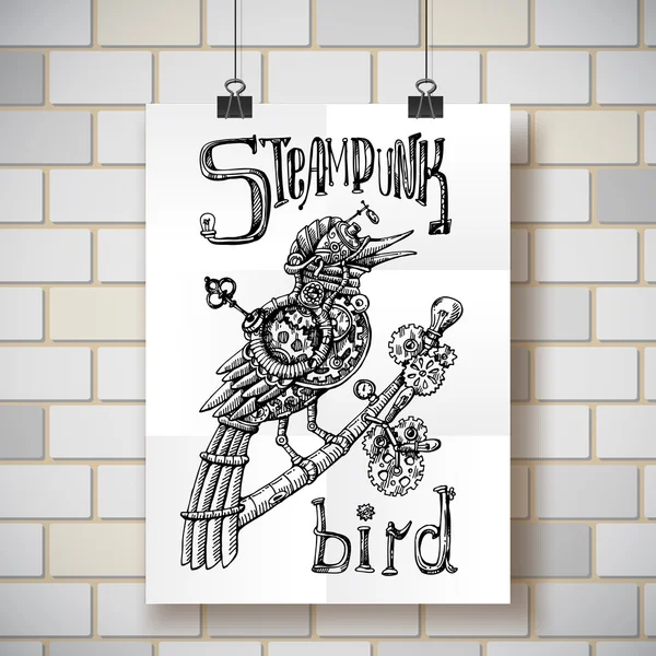 Steampunk bird — Stock Vector